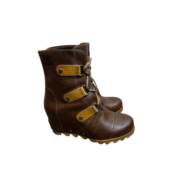 Sorel Joan of Arctic Wedge Mid Lace-Up Boots Women’s 7 Brown Leather Waterproof - Picture 4 of 13
